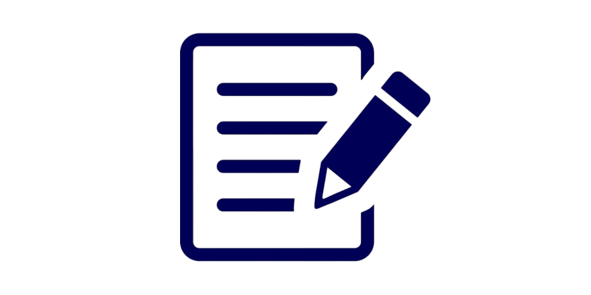 image of a form with a pencil in navy blue
