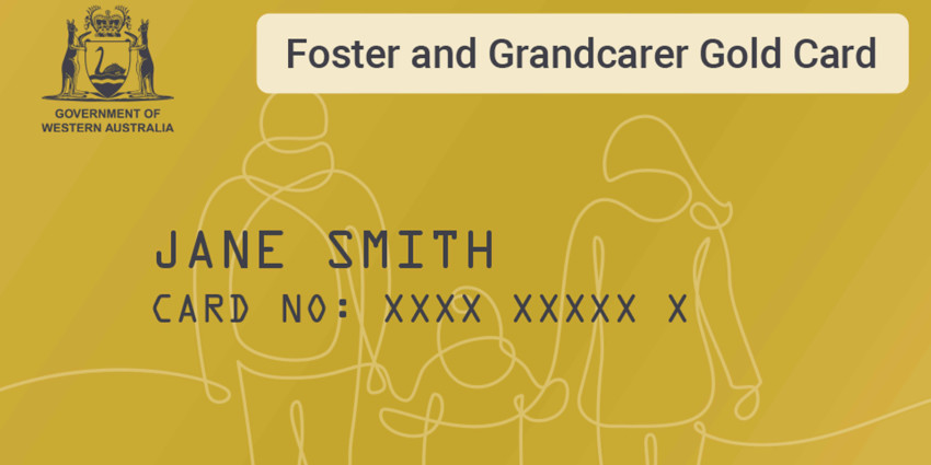a loyalty card shaped card, gold in colour, with the words Foster and Grandcarer Gold Card