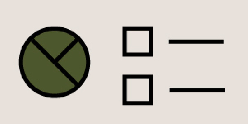 graphic image depicting circle, squares and line elements 