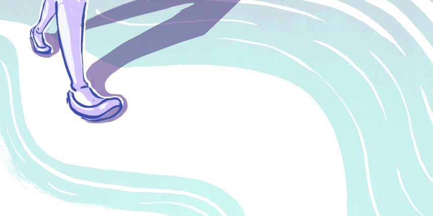 illustration of someone walking along a path