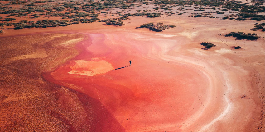 WA red sand and shrubs from above