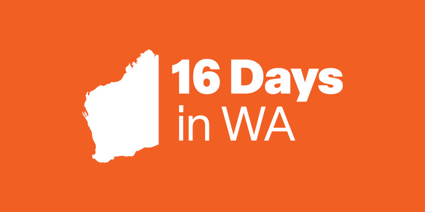 a colourful graphic with the words '16 Days in WA'