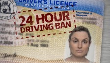 Woman's driver's licence stamped with 24 hour driving ban