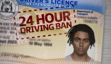 Man's driver's licence stamped with 24 hour driving ban