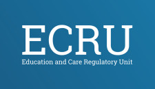 White text on a blue background, with the text reading "ECRU Education and Care Regulatory Unit"
