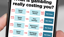 A phone displaying a mock gambling site