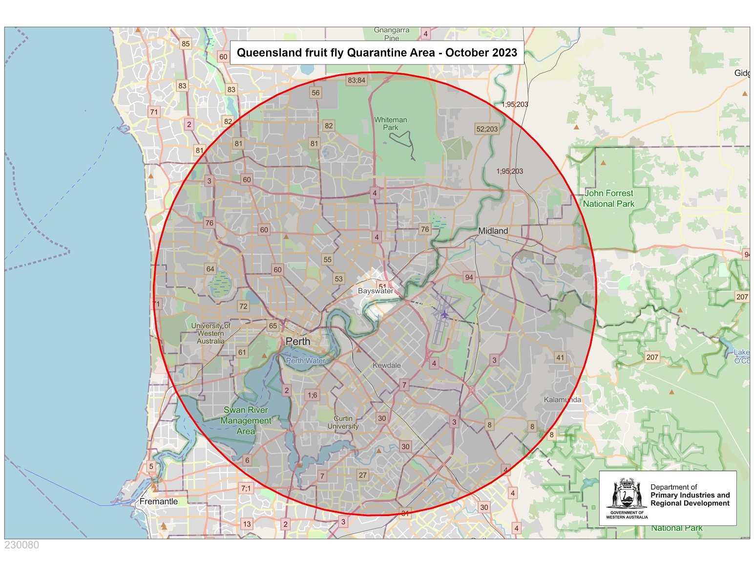 Map of Qfly Quarantine Area.