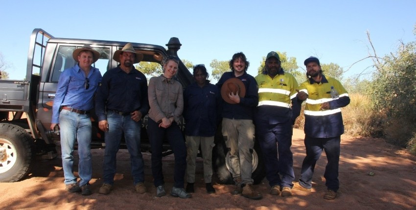 Department staff with weed management team at Tharra