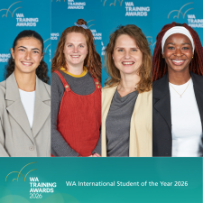 Image of four WA International Student of the Year Award 2026 finalists